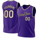Personalized Purple Cream-Black Authentic Throwback Basketball Jersey Team Custom Name and Number