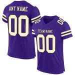 Personalized Purple Cream-Black Mesh Authentic Football Jersey Team Custom Name and Number