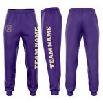 Personalized Purple Cream Fleece Jogger Sweatpants Team Custom Name and Number