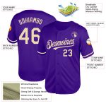 Personalized Purple Cream Mesh Authentic Throwback Baseball Jersey Team Custom Name and Number