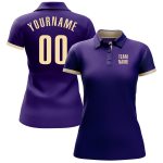 Personalized Purple Cream Performance Golf Polo Shirt Team Custom Name and Number