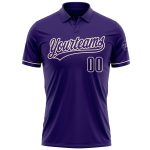 Personalized Purple Cream Performance Vapor Golf Polo Shirt Team Custom Name and Number