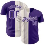 Personalized Purple Cream-Purple Pinstripe Authentic Split Fashion Baseball Jersey Team Custom Name and Number