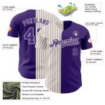 Personalized Purple Cream-Purple Pinstripe Authentic Split Fashion Baseball Jersey Team Custom Name and Number