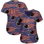 Personalized Purple Crimson-City Cream 3D Pattern Design Bowling Ball With Hotrod Flame Authentic Baseball Jersey Team Custom Name and Number