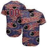 Personalized Purple Crimson-City Cream 3D Pattern Design Bowling Ball With Hotrod Flame Authentic Baseball Jersey Team Custom Name and Number