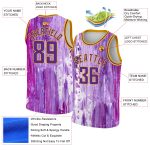 Personalized Purple Gold 3D Pattern Design Abstract Liquid Watercolor Style Authentic Basketball Jersey Team Custom Name and Number