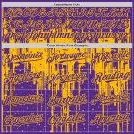 Personalized Purple Gold 3D Pattern Design Dripping Splatter Art Authentic Baseball Jersey Team Custom Name and Number