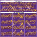 Personalized Purple Gold 3D Pattern Design Geometric Halftone Dots Authentic Baseball Jersey Team Custom Name and Number