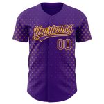 Personalized Purple Gold 3D Pattern Design Geometric Stars Authentic Baseball Jersey Team Custom Name and Number