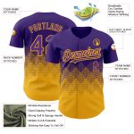 Personalized Purple Gold 3D Pattern Design Gradient Square Shapes Authentic Baseball Jersey Team Custom Name and Number