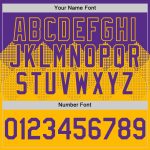Personalized Purple Gold 3D Pattern Design Gradient Square Shapes Authentic Baseball Jersey Team Custom Name and Number
