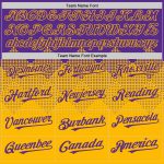 Personalized Purple Gold 3D Pattern Design Gradient Square Shapes Authentic Baseball Jersey Team Custom Name and Number