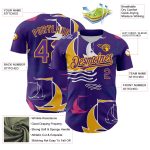 Personalized Purple Gold 3D Pattern Design Sailing Boats Authentic Baseball Jersey Team Custom Name and Number