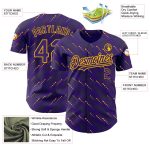Personalized Purple Gold 3D Pattern Design Slant Lines Authentic Baseball Jersey Team Custom Name and Number