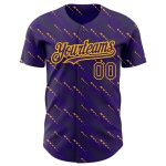 Personalized Purple Gold 3D Pattern Design Slant Lines Authentic Baseball Jersey Team Custom Name and Number