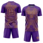 Personalized Purple Gold Abstract Hexagon Sublimation Soccer Uniform Jersey Team Custom Name and Number