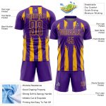 Personalized Purple Gold Abstract Stripes Sublimation Soccer Uniform Jersey Team Custom Name and Number
