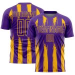 Personalized Purple Gold Abstract Stripes Sublimation Soccer Uniform Jersey Team Custom Name and Number
