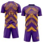 Personalized Purple Gold Abstract Triangle Sublimation Soccer Uniform Jersey Team Custom Name and Number