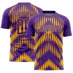 Personalized Purple Gold Abstract Triangle Sublimation Soccer Uniform Jersey Team Custom Name and Number