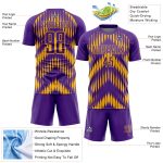 Personalized Purple Gold Abstract Triangle Sublimation Soccer Uniform Jersey Team Custom Name and Number