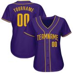 Personalized Purple Gold Authentic Baseball Jersey Team Custom Name and Number