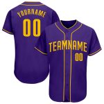 Personalized Purple Gold Authentic Baseball Jersey Team Custom Name and Number