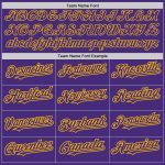 Personalized Purple Gold Authentic Raglan Sleeves Baseball Jersey Team Custom Name and Number