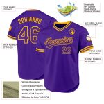 Personalized Purple Gold Authentic Throwback Baseball Jersey Team Custom Name and Number