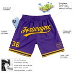 Personalized Purple Gold-Black Authentic Throwback Basketball Shorts