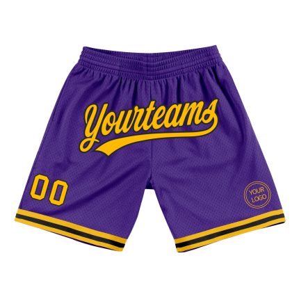 Personalized Purple Gold-Black Authentic Throwback Basketball Shorts