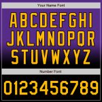 Personalized Purple Gold-Black Bomber Full-Snap Varsity Letterman Fade Fashion Jacket Team Custom Name and Number