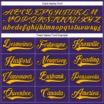 Personalized Purple Gold-Black Hockey Lace Neck Jersey Team Custom Name and Number