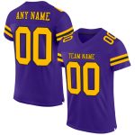 Personalized Purple Gold-Black Mesh Authentic Football Jersey