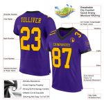 Personalized Purple Gold-Black Mesh Authentic Football Jersey Team Custom Name and Number