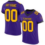 Personalized Purple Gold-Black Mesh Authentic Football Jersey Team Custom Name and Number