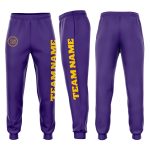 Personalized Purple Gold Fleece Jogger Sweatpants Team Custom Name and Number