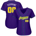 Personalized Purple Gold-Kelly Green Authentic Baseball Jersey Team Custom Name and Number