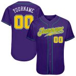 Personalized Purple Gold-Kelly Green Authentic Baseball Jersey Team Custom Name and Number