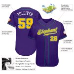 Personalized Purple Gold-Kelly Green Authentic Baseball Jersey Team Custom Name and Number
