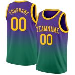 Personalized Purple Gold-Kelly Green Authentic Fade Fashion Basketball Jersey Team Custom Name and Number