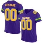 Personalized Purple Gold-Kelly Green Mesh Authentic Football Jersey Team Custom Name and Number