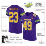 Personalized Purple Gold-Kelly Green Mesh Authentic Football Jersey Team Custom Name and Number