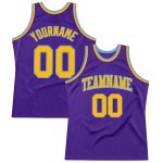 Personalized Purple Gold-Light Blue Authentic Throwback Basketball Jersey Team Custom Name and Number