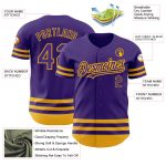 Personalized Purple Gold Line Authentic Baseball Jersey Team Custom Name and Number