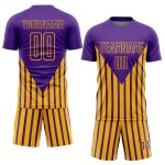 Personalized Purple Gold Lines Sublimation Soccer Uniform Jersey Team Custom Name and Number