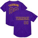 Personalized Purple Gold Mesh Authentic Throwback Baseball Jersey Team Custom Name and Number