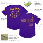 Personalized Purple Gold Mesh Authentic Throwback Baseball Jersey Team Custom Name and Number