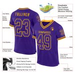 Personalized Purple Gold Mesh Authentic Throwback Football Jersey Team Custom Name and Number